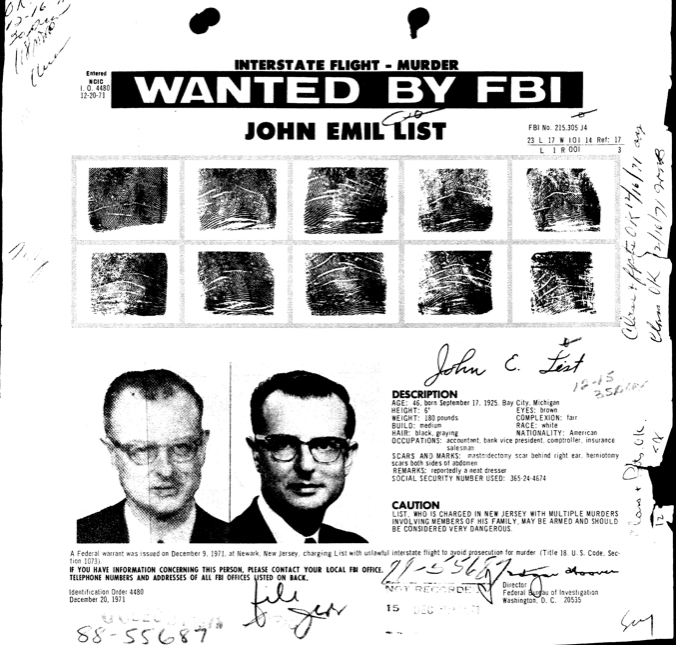 A wanted poster for John List, provided by the FBI.