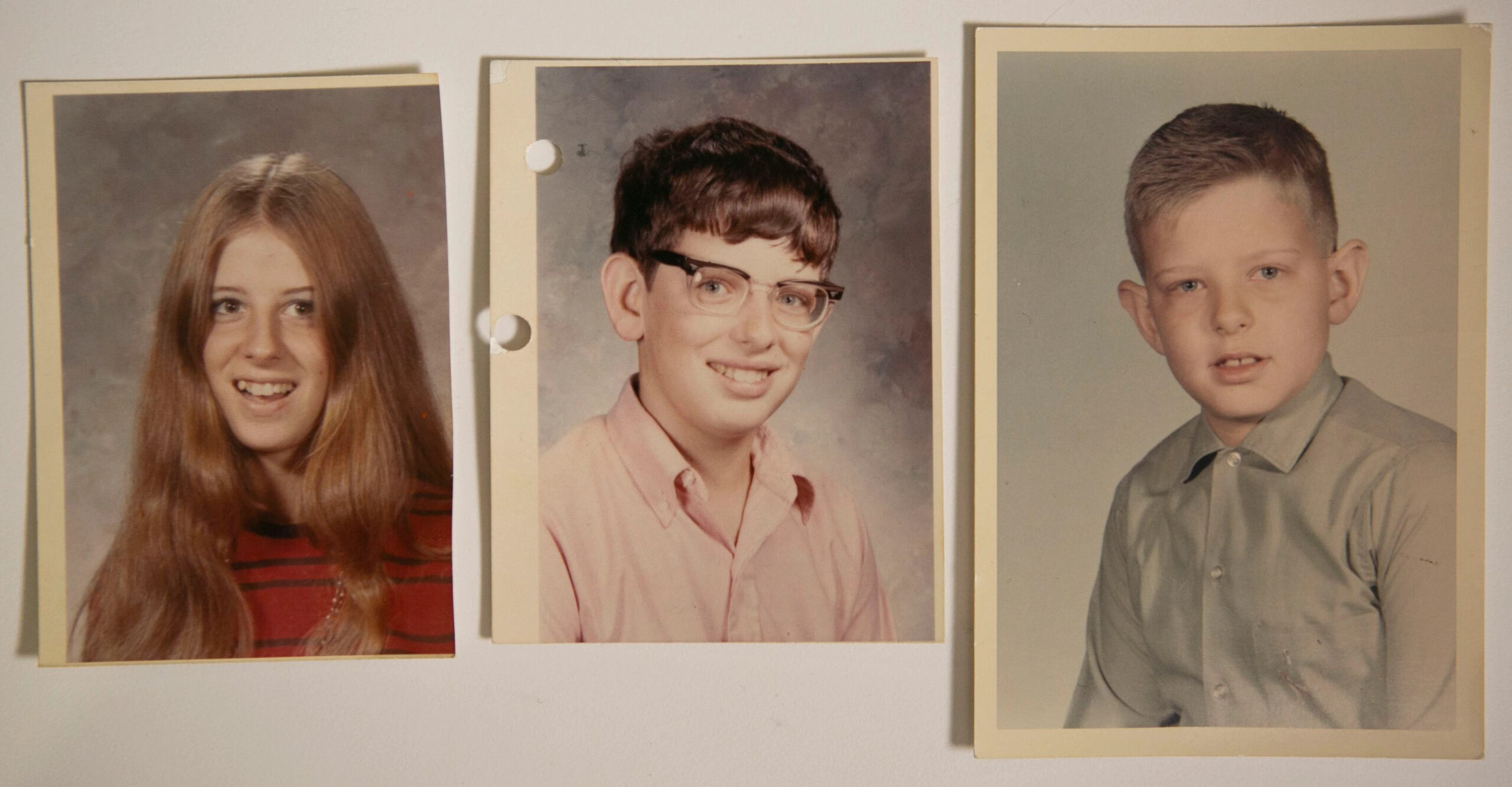 School photos of Patty, John Jr. and Fred List.